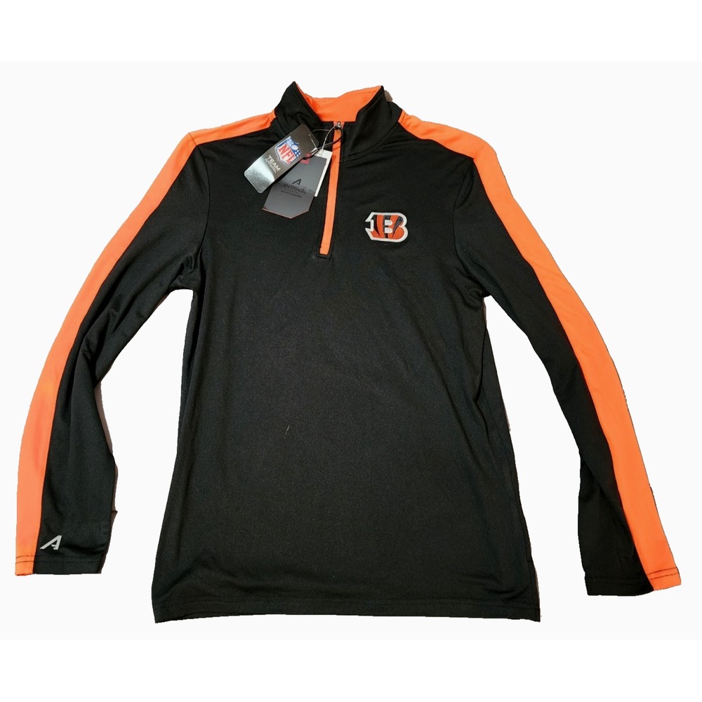 Antigua® (Men's SMALL) Cincinnati Bengals Tribute™ 1/4 Zip Mid-Weight Pullover‎